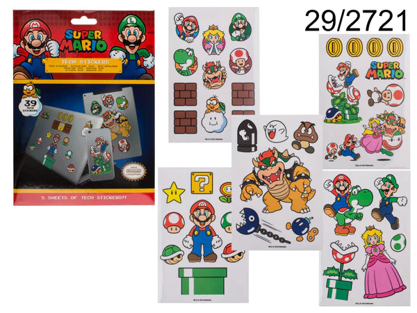 SET ADESIVI DI SUPERMARIO DA 39 PEZZI